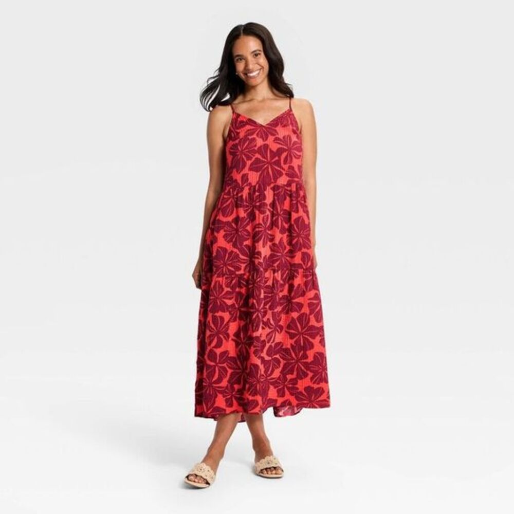 NEW GORGEOUS!! A New Day - Women's Tiered Maxi Dress - pockets! XS Hawaii print